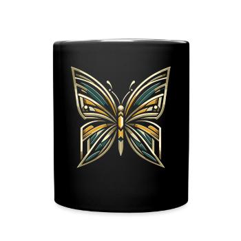 Vintage Elegance: Butterfly in the Style of the 20s - Full Colour Mug - black - Front