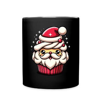 Weihnachtliche Leckerei: Santa Cupcake - Tasse einfarbig - Schwarz - Vorne