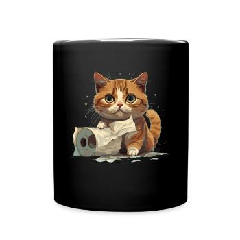 Chaton espiègle : Plaisir de la toilette - Mug uni - noir - Devant