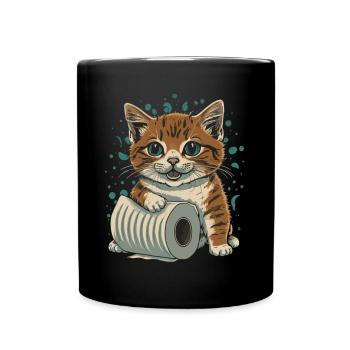 Rouleaux de papier tumbling : Chat espiègle - Mug uni - noir - Devant