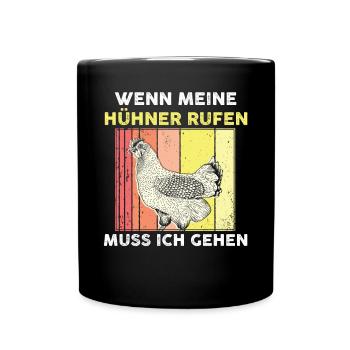 Huhn Hühnerstall Bauernhof Bauer Landwirt Hühner - Tasse einfarbig - Schwarz - Vorne
