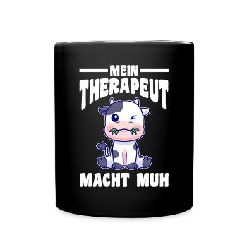 Kuh Bauernhof Kuhbauer Landwirt Rind Kühe - Tasse einfarbig - Schwarz - Vorne