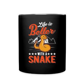 Das Leben ist besser mit Schlangen - Tasse einfarbig - Schwarz - Vorne