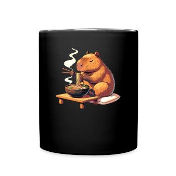 süße Capybara isst Ramen Nudeln Capybaras Ramen - Tasse einfarbig - Schwarz - Vorne