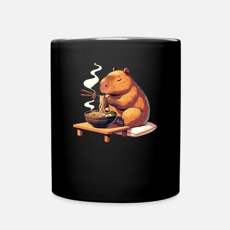 süße Capybara isst Ramen Nudeln Capybaras Ramen - Tasse einfarbig - Schwarz