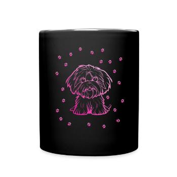 Havanese mit kleinen Pfoten - Tasse einfarbig - Schwarz - Vorne