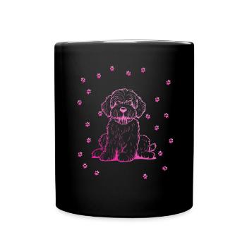 Portuguese Water Dog mit kleinen Pfoten - Tasse einfarbig - Schwarz - Vorne