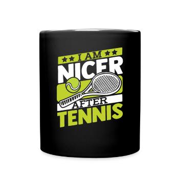 I Am Nicer After Tennis Tennis Player - Full Colour Mug - black - Front