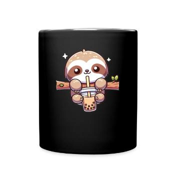 Kawaii Faultiere Bubble Tea Boba Faultier - Tasse einfarbig - Schwarz - Vorne