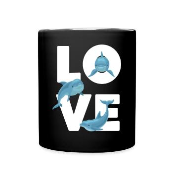 Dolphin Love - Tasse einfarbig - Schwarz - Vorne