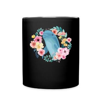 Dolphin Flower Floral - Full Colour Mug - black - Front
