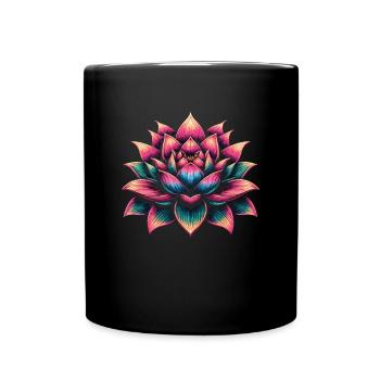 Lotusblüte - Tasse einfarbig - Schwarz - Vorne