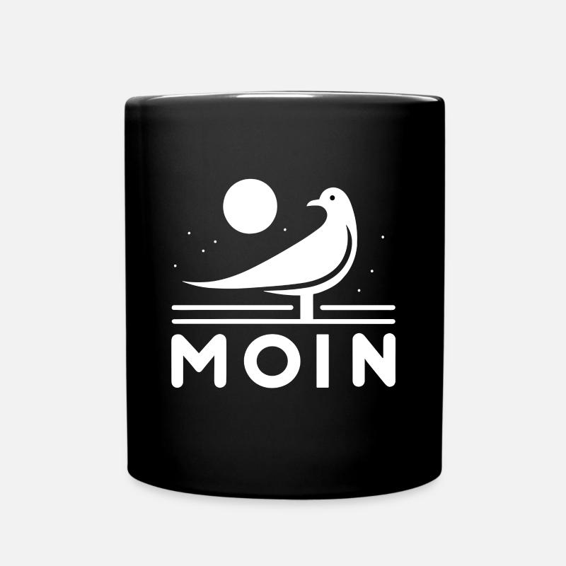 Moin Möwe Moin Sprüche Hamburg Moin Dialekt - Tasse einfarbig - Schwarz