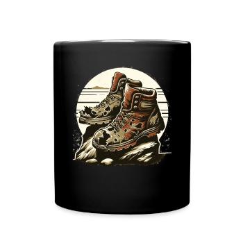Old Hiking Boots Hiking Boots Outdoor Adventure - Full Colour Mug - black - Front
