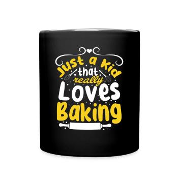 Just A Kid That Really Loves Baking - Baking Kids - Full Colour Mug - black - Front
