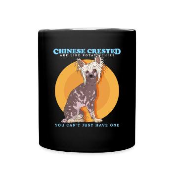 Chinesischer Schopfhund Chinese Crested Geschenk - Tasse einfarbig - Schwarz - Vorne