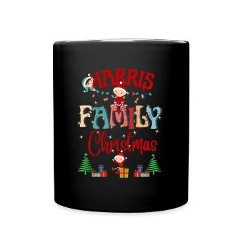 Harris Family Christmas Celebration Design - Full Colour Mug - black - Front