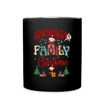 Jackson Family Personalisiertes Weihnachtsdesign - Tasse einfarbig - Schwarz - Vorne