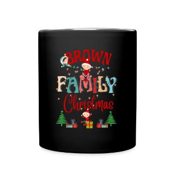 Brown Family Christmas Celebration Design - Full Colour Mug - black - Front