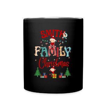 Smith Family Christmas Celebration Design - Full Colour Mug - black - Front