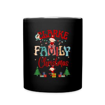 Clarke Family Christmas Celebration Design - Full Colour Mug - black - Front