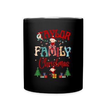 Taylor Family Personalisiertes Weihnachtsdesign - Tasse einfarbig - Schwarz - Vorne