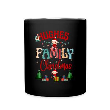 Hughes Family Christmas Celebration Design - Full Colour Mug - black - Front
