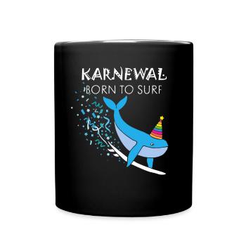 Carnival, Confetti, Surfing, Beach Vacation, Surfboard - Full Colour Mug - black - Front