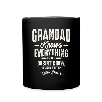 Grandad Knows Everything Funny Grandpa - Full Colour Mug - black - Front