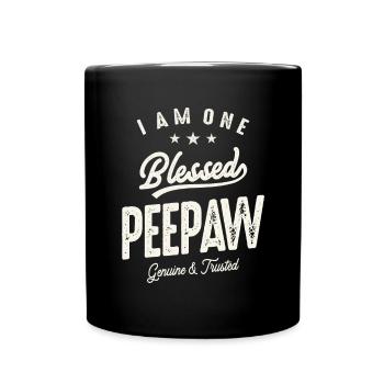 I Am One Bless Peepaw Funny Grandpa - Full Colour Mug - black - Front