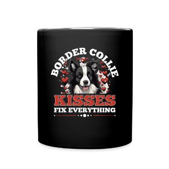 Border Collie Dog - kisses fix everything - Tasse einfarbig - Schwarz - Vorne