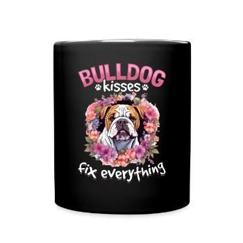 Bouledogue anglais britannique amour baisers Réparez tout - Mug uni - noir - Devant