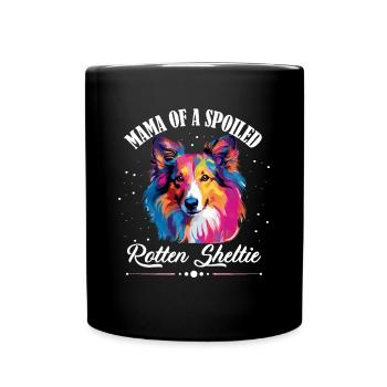 Chien de berger Shetland - Maman d’un chien gâté - Mug uni - noir - Devant