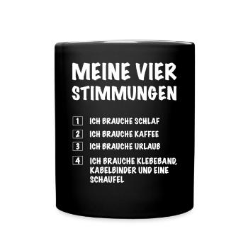 Meine vier Stimmungen - Tasse einfarbig - Schwarz - Vorne