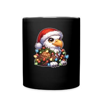 Weihnachten Lichterkette Weißkopfseeadler - Tasse einfarbig - Schwarz - Vorne