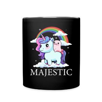 Blobfisch Einhorn Regenbogen - Tasse einfarbig - Schwarz - Vorne