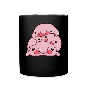 Kawaii Blobfish Pile - Full Colour Mug - black - Front