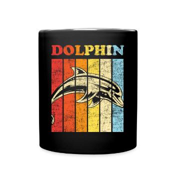 Dolphin Retro Vintage Dolphin - Tasse einfarbig - Schwarz - Vorne