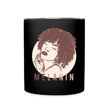 Proud Melanin Beauty Powerful Unique - Full Colour Mug - black - Front