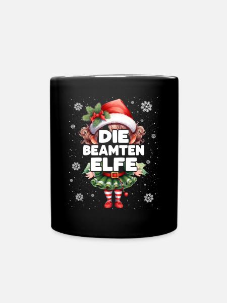 Beamten Elfe Lustiger Elf Weihnachtsoutfit - Tasse einfarbig - Schwarz