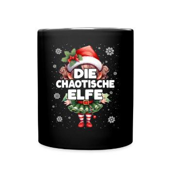 Chaotische Elfe Lustiger Elf Weihnachtsoutfit - Tasse einfarbig - Schwarz - Vorne