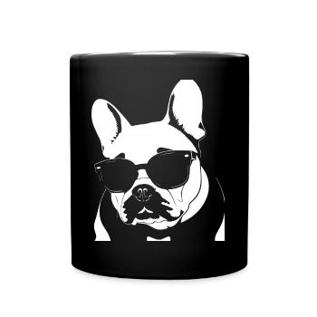 Funny French Bulldog with Sunglasses French Bulld - Full Colour Mug - black - Front