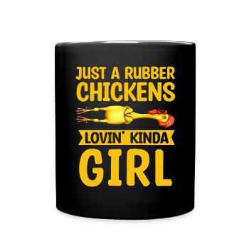 Rubber Chicken Costume Toy Rubber Chicken - Full Colour Mug - black - Front