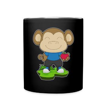 Affe Apfel  - Tasse einfarbig - Schwarz - Vorne