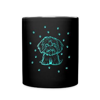 Havanese mit kleinen Pfoten - Tasse einfarbig - Schwarz - Vorne