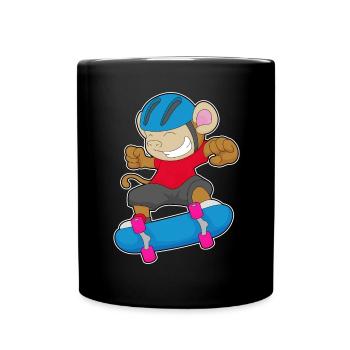 Affe Skater Skateboard Sport - Tasse einfarbig - Schwarz - Vorne