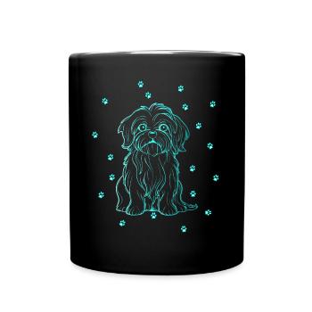 Havanese mit kleinen Pfoten - Tasse einfarbig - Schwarz - Vorne