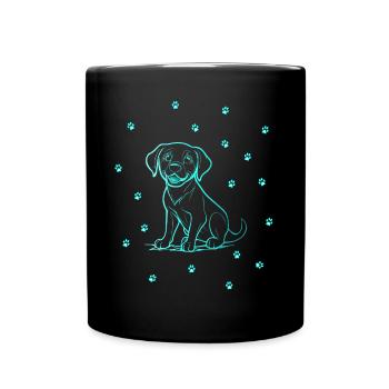 Labrador Retriever mit kleinen Pfoten - Tasse einfarbig - Schwarz - Vorne