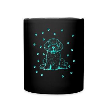 Portuguese Water Dog mit kleinen Pfoten - Tasse einfarbig - Schwarz - Vorne
