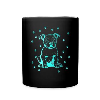 American Pitbull mit kleinen Pfoten - Full Colour Mug - black - Front